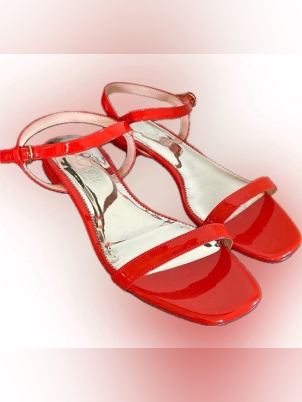 J. Crew Red Patent Ankle-Strap Heels